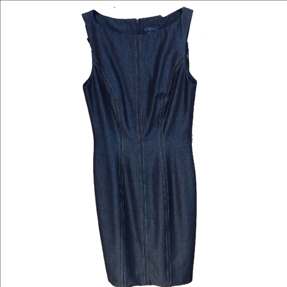 Cache Blue Midi Sheath Dress Scoop Neck - Picture 1 of 3